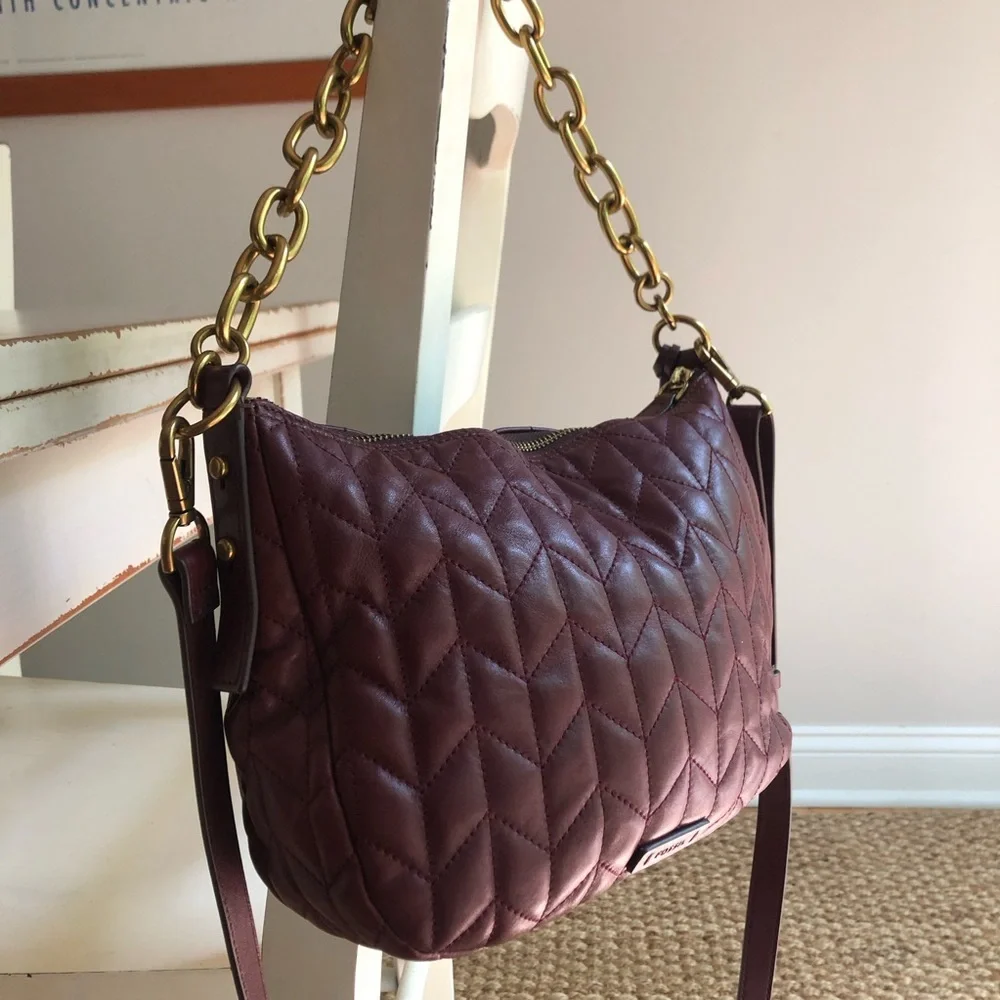 New: Fossil Jolie Quilted Leather and Chained Crossbody Bag - Picture 9 of 15